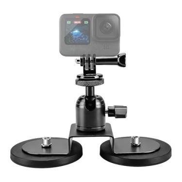 Imagem de Chelhead Suporte magnético para câmera base de 88 mm com cabeça esférica de rotação de 360°, ímã de neodímio para carro, compatível com Gopro Hero 13/12/11/10, DJI Osmo Action, Insta360 (2 bases