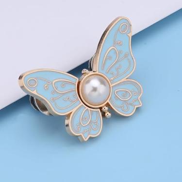 Imagem de 2 peças de aperto de cintura para mulheres - broches de botão de cintura, fivela: sem costura, sem ferramentas, clipes ajustáveis e suprimentos de nós para jeans soltos, saias, vestidos (azul)