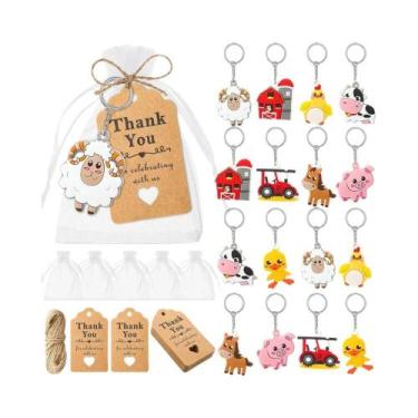 Imagem de 16 Lembrancinhas De Festa De Animais Da Fazenda Com Chaveiro, Etiqueta