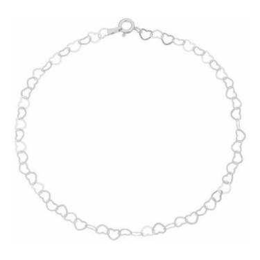 Imagem de Tornozeleira Elo De Corações Coração Comprida 27cm Prata 925 - Lojas L