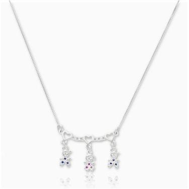 Imagem de Corrente Pingente Filhos Menino Menina Canga Prata Original - Lojas La