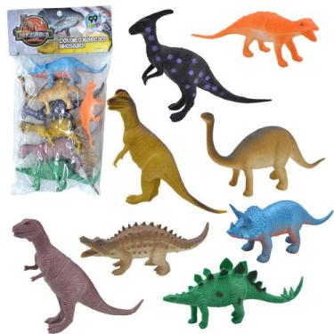 Imagem de Kit 8 Miniaturas De Dinossauros T-rex Divertido Brinquedo - 99 Toys