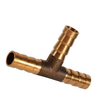 Imagem de Naroote Junta de Mangueira de Combustível de 3 Vias de Latão para Tubo de Gás de óleo de Ar Comprimido, Conector Durável Em Forma de T para Mangueira de 6 Mm, 8 Mm, 10, 12, Ideal para Conexão de