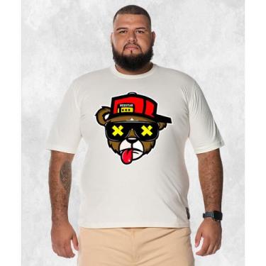 Imagem de Camiseta Plus Size Premium Estampada Algodão Boné Bolado 3.0, Perola, 