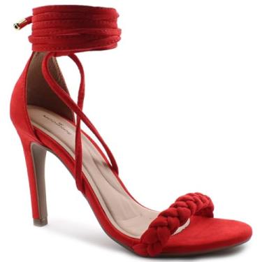 Imagem de Sandália Modarpe Salto Fino Amarração Feminina F04 (Vermelho, BR, Adulto, Numérico, 33)