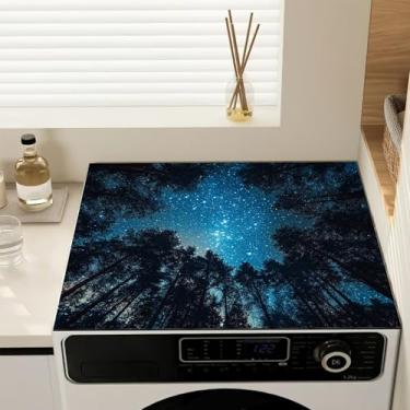 Imagem de Capas de lavadora e secadora Tapete protetor de topo céu noturno antiderrapante capa de máquina de lavar roupa, almofada protetora de secagem rápida à prova de poeira para lavadora e secadora