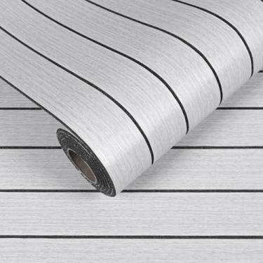 Imagem de VEELIKE Painel de parede de ripas de madeira cinza claro descasque e cole painéis de parede de madeira para decoração de paredes interiores cenários de TV de teto 43 x 38 cm autoadesivo 3D espuma slat