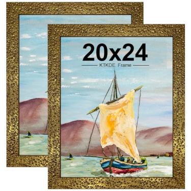 Imagem de KTKDE Conjunto de 2 porta-retratos vintage ornamentados, 50 x 61 cm, moldura antiga de 50 x 61 cm, moldura dourada rústica, decoração de parede, retrô, melhor presente