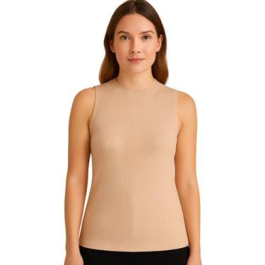 Imagem de Blusa Bambu Rib Sem Costura Loba, G, Areia