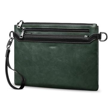 Imagem de VULKIT Bolsa clutch masculina, verde-oliva