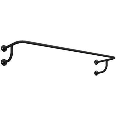 Imagem de SGeneE Cabideiro, suporte de exibição de loja de roupas de ferro forjado montado na parede, preto simplicidade moderna (100 cm)