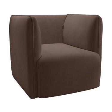 Imagem de Poltrona Laguna Veludo Marrom Pés Plástico Preto - D'Rossi - DRossi