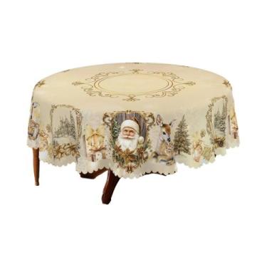 Imagem de Toalha De Mesa Vintage Estilo Fazenda Campestre Feliz Natal Com Padrão
