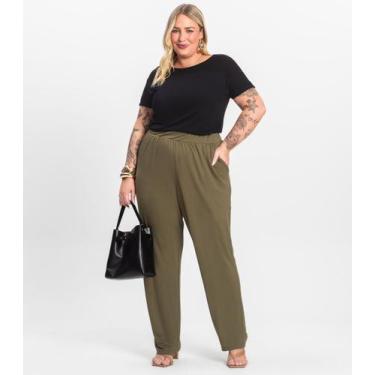 Imagem de Calça Feminina Plus Size Em Molecotton Secret Glam Verde, Plus G1, Ver