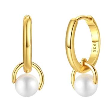 Imagem de Brincos De Argola Em Prata 925 Com Pérola E Estrela Para Mulheres, Bri