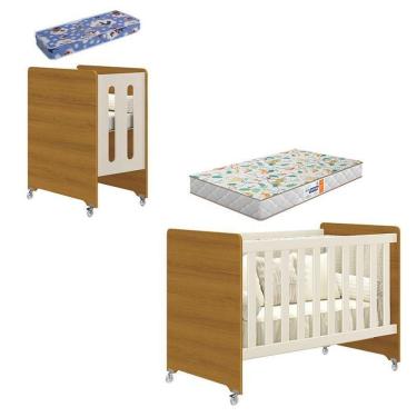 Imagem de Berço Americano Evolution 4 Em 1 Areia Acetinado Savana Com Colchão Mini E Colchão Americano Gazin - Reller