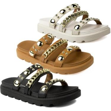 Imagem de Sandália Vizzano Papete Feminina Tiras Tendência Moda 6510, Mocca, 36