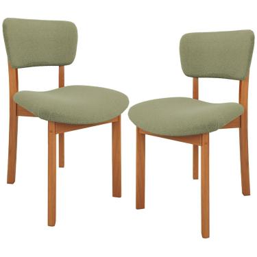 Imagem de Kit 02 Cadeiras Para Sala de Jantar Cozinha Living Estofada Dara L02 Bouclê Oliva - Lyam Decor