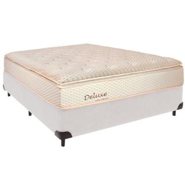 Imagem de Cama Box Casal e Colchão Deluxe Molas Ensacadas Colchobel Branco