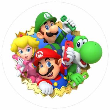 Imagem de Painel Festa Redondo 3D Super Mario Bros Sublimação Estampa Digital 1,