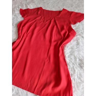 Imagem de Blusa Viscose Gota e Manga Feminina - Castele Modas, Vermelho, GG