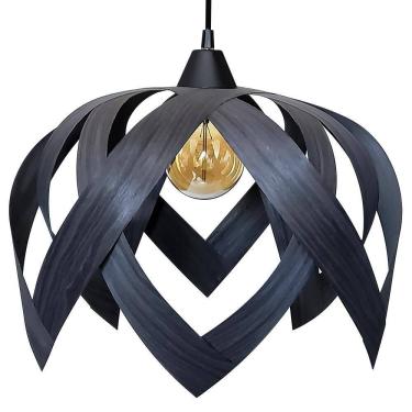 Imagem de Luminaria Pendente Madeira Sala Mesa Bancada Lúpulo G Preto