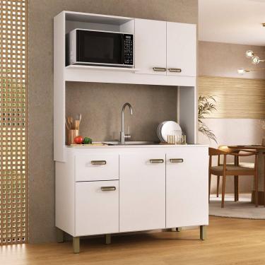 Imagem de Cozinha Compacta 120cm 100% Mdf 15cm 5 Portas e 1 Gaveta Branco