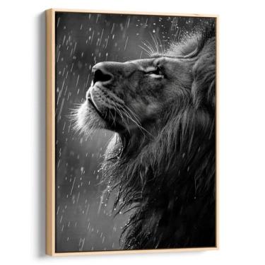 Imagem de Quadro Leão Majestoso Sobre Chuva de Prata - Mioquadros, 120x80 cm, Na