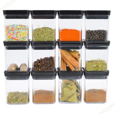 Imagem de 12 Mini Potes Porta Condimentos Tempero Hermetico 180ml - Kit Paramoun