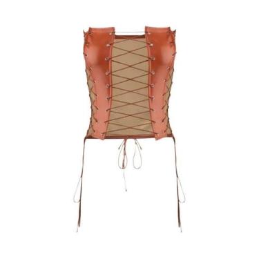 Imagem de Top De Couro Sexy Y2K Para Mulheres, Corset Com Recortes, Estilo Stree
