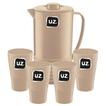Imagem de Kit Jarra de Suco com Tampa 1,8 Litros + 4 Copos Água 300ml - Uz, Capu