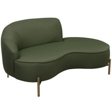Imagem de Sofá Curvo 3 Lugares 180cm Braço Dir. Thommy Pés Ouro Linho Verde - Nexta Casa