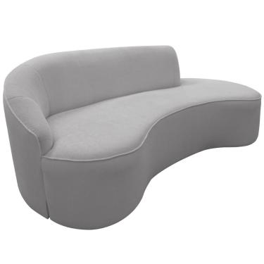 Imagem de Sofá Curvo 02 Lugares 150cm Eron Braço Direito Bouclé Cinza Claro - Nexta Casa