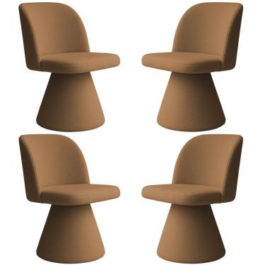 Imagem de Kit 04 Cadeiras De Jantar Giratória Liz Bouclé Terracota - Nexta Casa