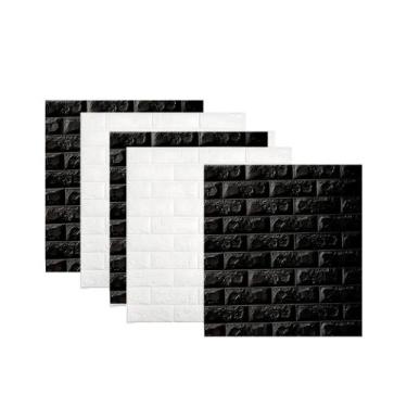 Imagem de Kit 10 Revestimento Placa Autocolante 3D Tijolinho Adesivo 70x77cm Pap
