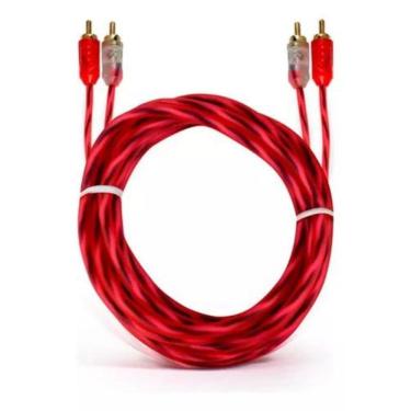 Imagem de Kit 100 Cabos RCA E-Tech Cabo RCA Resistente 1m Injetado 4mm Cristal Matte Vermelho para Áudio com Conectores RCA