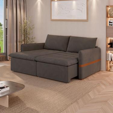 Imagem de Sofá Cama Retrátil 3 Lugares Bárbara 1,80m Veludo Marrom