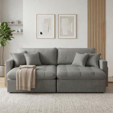Imagem de Sofá Cama 2 Lugares Retrátil Reclinável 180cm Atena Cinza