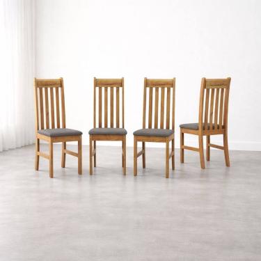 Imagem de Kit 4 Cadeiras Madeira Maciça com Assento Estofado Bielefeld Nogueira/Cinza