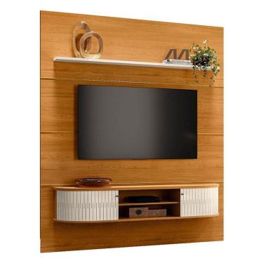 Imagem de Estante Home Theater com Bancada Suspensa Bugatti Cinamomo Off White – Madetec