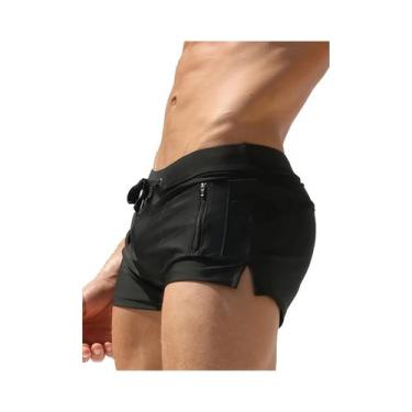 Imagem de Calções De Banho Masculinos De Secagem Rápida Em Nylon Elastano Com Bo
