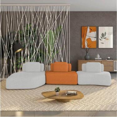 Imagem de Sofá 3 Lugares Orgânico com Chaise e 2 Módulos Berlim Bouclê Cz K01 - 