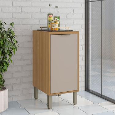Imagem de Balcão de Cozinha 40 Cm Colors 1 Porta 100% Mdf Freijó/Níquel - Kits Paraná