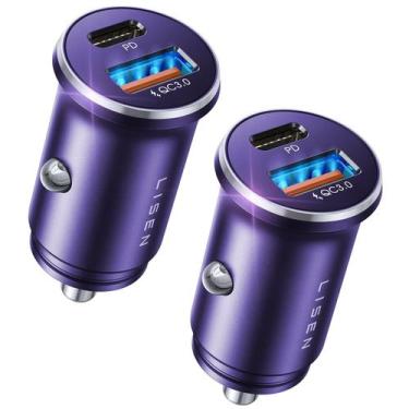 Imagem de Adaptador USB C para carregador de carro LISEN pacote com 2 Carregamen