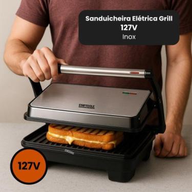 Imagem de Sanduicheira Elétrica Grill 1000W 127V - Inox - STARTOOLS, 110V