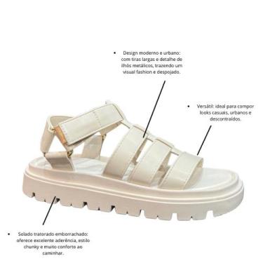 Imagem de Sandália Moleca Flatform Feminina Off White Casual, Branco off, 38, Fe