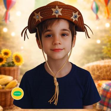 Imagem de Chapéu CANGACEIRO LAMPIÃO INFANTIL  Nordestino Couro Puro Rígido Alça 