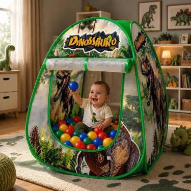 Imagem de Toca Barraca Infantil Dobravel Dinossauro + 50 Bolinhas Coloridas - DM