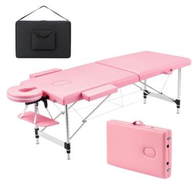 Imagem de Mesa de Massagem Portátil Ajustável OmySalon 213x61cm Rosa