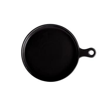 Imagem de GUIPAIHAI Prato de louça de cerâmica criativo para assar, prato de jantar doméstico com alça única (cor preta)